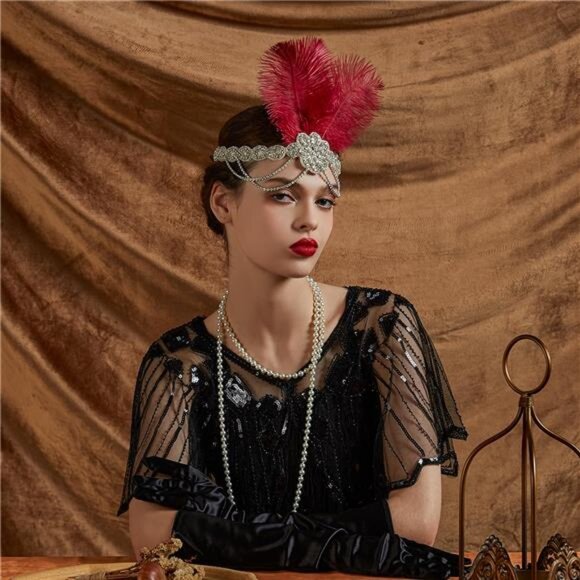 Tea Party Fascinators for Girls, Red - Picture 2 of 6